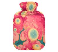 Dreamy Coral Abstract Red hot Waterbottle with Soft Cover, 2L Water Bags for Menstrual Cramps