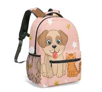 Dreamy Corgi Print Backpack 16 Inch Whimsical Cartoon Moon Stars Night Sky Illustration Travel Daypack for Women Men (08)