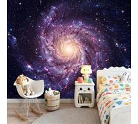 Dreamy Cosmic Decoration Photo Mural 400 x 280 cm | Rotating Nebula Stars Non-woven Wallpaper for wall surfaces in various rooms Purple Wall Mural