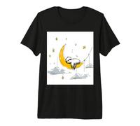 Dreamy Crescent Moon Sleeping Sloth Art Premium T-Shirt