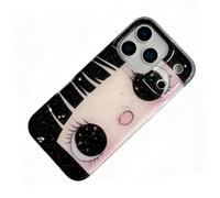 Dreamy Cute Coquette Large Starry Eyes Cartoon Drawing Blush Girls Kawaii Glitter Case for iPhone 17 Pro Max, 3 in 1 Shield Shockproof Clear Cases, Starry-Eyed Phone Cover for 16 Pro Max(17promax)