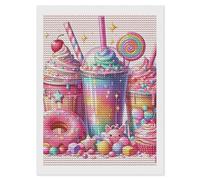 Dreamy Dessert Drinks 5D DIY Diamond Art Kits for Adults Diamond Paintings Kits for Beginners with Complete Tools Paint by Diamonds Dot Full Drill Round Art Crafts,Home Wall Art Decor 12"x16"
