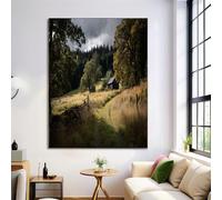 Dreamy Field Canvas Wall Art for Hallway and Stairs, Forest Trail Wall Decor for Living Room Decorations, 60×90 cm Unframed Canvas Prints Artwork