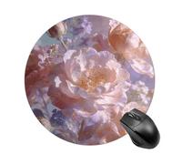 Dreamy Floral Pattern Mouse Pad Non-Slip Rubber Round Mousepad for Office Home Gaming Laptop Waterproof Travel Circle Mouse Pads for Computer Cute Mouse Mat for Women Men