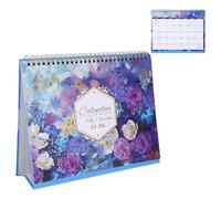 Dreamy Flower Desk Calendar 2025-2026 Calendar 2025 UK with Pretty Cover Foldable Desk Planner Table Calender 2026 with List Thick Paper Academic Year Standing Flip Calender 25"x21", Purple Flowers
