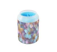 Dreamy Flowers Purple Portable Dog Foot Cleaner Cup Soft Silicone Brush Pets Grooming Supplies for Small Medium Large Breed Dogs, Cats