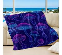 Dreamy Forest Printed Flannel Blanket, Whimsical Red Mushroom & Animals Design, Perfect for Kids' Room Bedding & Sofa Decor (34,180x200cm)