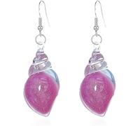 Dreamy Glow Seashell Earrings, Colorful Glow-in-the-Dark Conch Dangle, Ocean-Inspired Boho Vintage Earrings, Summer Beach Vacation, Jewelry Gifts for Women (Rose)