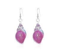 Dreamy Glow Seashell Earrings, Colorful Glow-in-the-Dark Seashell Earrings, Vintage Conch Ear Dangle, Summer Beach Ocean Jewelry Gifts for Women (Rose)