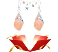 Dreamy Glow Seashell Earrings, Colorful Glow-in-the-Dark Seashell Earrings, Vintage Conch Ear Dangle, Women Boho Accessory Colorful Resin Ear Dangle Gifts (Orange)