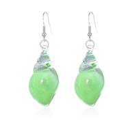 Dreamy Glow Seashell Earrings, Colorful Glow-In-The-Dark Seashell Earrings, Vintage Conch Shell Earring, Boho Accessory Colorful Ear Dangle, Summer Beach Ocean Jewelry Gifts For Women (Green)