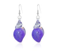 Dreamy Glow Seashell Earrings, Colorful Glow-In-The-Dark Seashell Earrings, Vintage Conch Shell Earring, Boho Accessory Colorful Ear Dangle, Summer Beach Ocean Jewelry Gifts For Women (Purple)