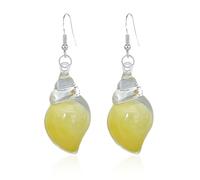 Dreamy Glow Seashell Earrings, Colorful Glow-In-The-Dark Seashell Earrings, Vintage Conch Shell Earring, Boho Accessory Colorful Ear Dangle, Summer Beach Ocean Jewelry Gifts For Women (Yellow)