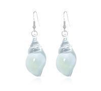 Dreamy Glow Seashell Earrings, Colorful Thin Flash Luminous Conch Earrings, Bohemian Hawaii Seashell Earring for Women Beach Travel Party Gift Birthday Anniversary Jewelry Gift (White)