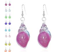 Dreamy Glow Seashell Earrings, Colorful Thin Flash Luminous Conch Earrings,Vintage Conch Ear Dangle,Glow-In-The-Dark Sea Conches Earring,Summer Beach Ocean Jewelry Gifts for Women (#c)