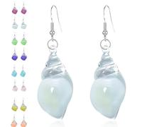 Dreamy Glow Seashell Earrings, Colorful Thin Flash Luminous Conch Earrings,Vintage Conch Ear Dangle,Glow-In-The-Dark Sea Conches Earring,Summer Beach Ocean Jewelry Gifts for Women (#h)
