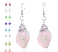 Dreamy Glow Seashell Earrings, Colorful Thin Flash Luminous Conch Earrings,Vintage Conch Ear Dangle,Glow-In-The-Dark Sea Conches Earring,Summer Beach Ocean Jewelry Gifts for Women (#e)