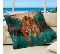 Dreamy Jungle Tiger Flannel Blanket, Soft Printed Bed Accessories for Kids and Adults, Cozy Throw for Sofa (01,200x200cm)