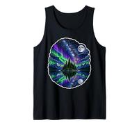 Dreamy Lake Northern Lights Island Aurora Borealis Sky Tank Top