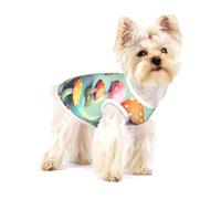 Dreamy Little Mushroom Full Print Cotton Pet Vest S Dog Cat Clothes Soft Elastic Breathable Pullover Pet