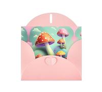 Dreamy Little Mushroom Print Blank Note Card, All Occasion Holidays Greeting Card Pink