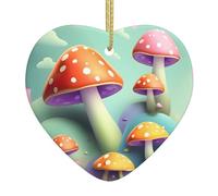 Dreamy Little Mushroom Print heart-shaped ceramic pendants create a warm atmosphere for homes, parties, and gifts.