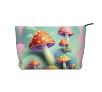 Dreamy Little Mushroom Women's corduroy cosmetic bag, portable zipper hand-held wallet, suitable for travel and daily storage of cosmetics,