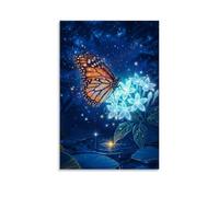 Dreamy Luminous Butterfly Floral Art Print Wall Decor | Home Wall Decoration Art, Suitable for Entryway, Living Room, Dining Room, Office, Bedroom and Bathroom