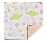 Dreamy Manta Ray House Green Soft Foam Baby Play Mat for Floor Water Resistant Activity Entertainment Mat for Babies Infants Toddlers, 50'' x 50''