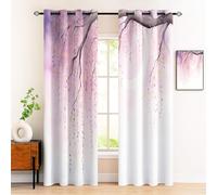 Dreamy Moonlit Willow Pattern Blackout Curtains - 2 Pieces, 100x160 cm, Ideal for Living Room, Bedroom, Home Office - Watercolor Design for Elegant Decor