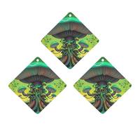 Dreamy Mushrooms And Tree Car Air Freshener, 3 Pcs Rhombus Hanging Air Freshener Cards, Long Lasting Fragrance Scented Cards for Car, Home, Office Black-style