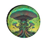 Dreamy Mushrooms and Tree Spare Tire Cover, 24inch Oxford Wheel Protector Travel Accessories, Waterproof Dustproof Wheel Tire Covers for RV Jeep SUV Camper Truck