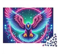 Dreamy Neon Art 1000 Piece Owl Jigsaw Puzzle for Adults Thick Paper Relaxation Brain Challenge Wall Decor Gift 70x50cm/1000pcs