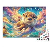 Dreamy Otter Floating on Clouds 1000Pc Jigsaw Puzzle Adorable Otter Ideal for Family Fun, Adults & Kids 52x38cm/1000pcs