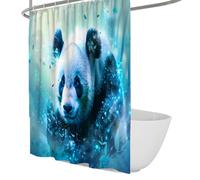 Dreamy Panda Shower Curtain for Bathroom Magical Blue Forest Scene Bath Curtain Waterproof Polyester Fabric Machine Washable Quick Dry 180 x 220 cm