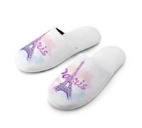 Dreamy Paris Eiffel Tower Warm Mens Slippers Slip On Soft Fleece House Shoes Winter Indoor Outdoor