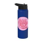 Dreamy Pastel Light Pink Rose Pattern Aesthetic Floral Stainless Steel Insulated Water Bottle