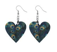 Dreamy Peacock Feathers Cute Wooden Earrings for Women Dangling