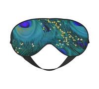 Dreamy Peacock Feathers Teal Purple Glimmering Gold Eye Mask Sleep Mask Light BlockBlindfold Night Eyes Cover Soft Pressure-Free Eyeshade with Elastic Strap for Travel Office Nap Yoga