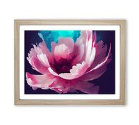 Dreamy Peony Flower Abstract BLK Framed Wall Art Print A2 Oak