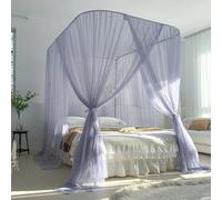 Dreamy Purple 3Door Retractable Bed Canopy Netting FloorStanding Mosquito Net for Home 150x200cm (59x79inch) Ele ct Protect for Bedrooms