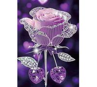 Dreamy Purple Rose 5D Special Shape Diamond Art Kits for Beginners, Diamonds Painting Kits for Adults, Crystal Rhinestones Diamonds Painting for Home Wall Decoration Gift 12×16inch/30×40cm