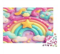 Dreamy Rainbow 1000 Pieces Paper Puzzle for Adults Large Jigsaw Cloud Star Brain Exercise Wall Decor 52x38cm/1000pcs