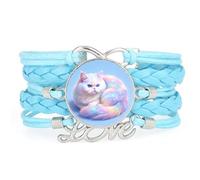 Dreamy Rainbow Cat Artistic Fantastic love adjustable leather braided brace