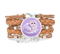 Dreamy Rainbow Cat Fantastic Creative love adjustable leather braided brace