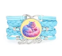 Dreamy Rainbow Cat Fantastic Friendship love adjustable leather braided bra