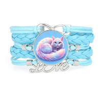 Dreamy Rainbow Cat Gradation Fantastic love adjustable leather braided brac