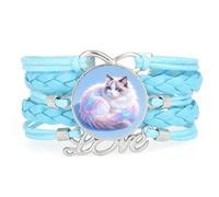 Dreamy Rainbow Cat Happiness Artistic love adjustable leather braided brace