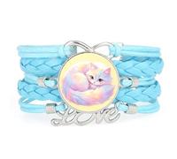 Dreamy Rainbow Cat string animal love adjustable leather braided bracelet B