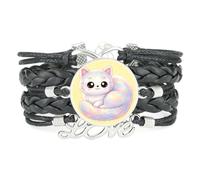 Dreamy Rainbow Cat string Friendship love adjustable leather braided bracel